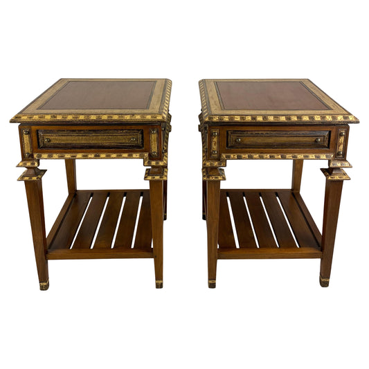 Pair of Teak End Tables, Danish Style Pair of Mid Century Nightstands