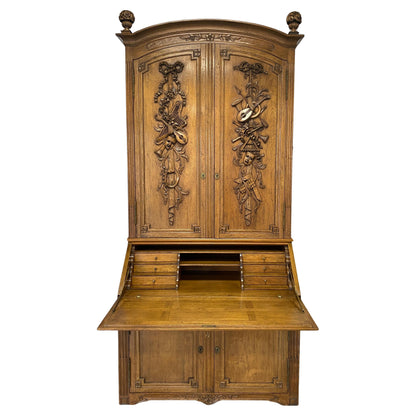 French Buffet Deux Corps with Desk, European Two Part Secretary with Slant Desk — detail 2