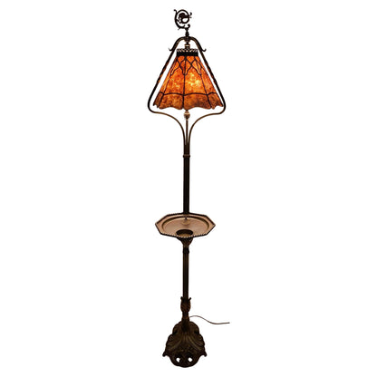 Arts and Crafts Floor Lamp with Original Mica Shade and Table Top, Crest & Co.