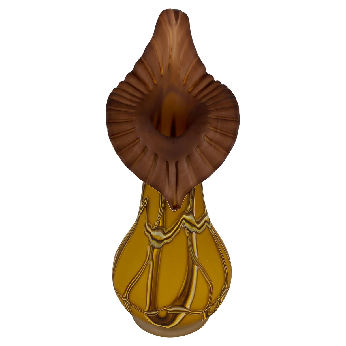 Amber Hand-Blown Art Glass Vase, Baijan Studio Design by Essie Zareh