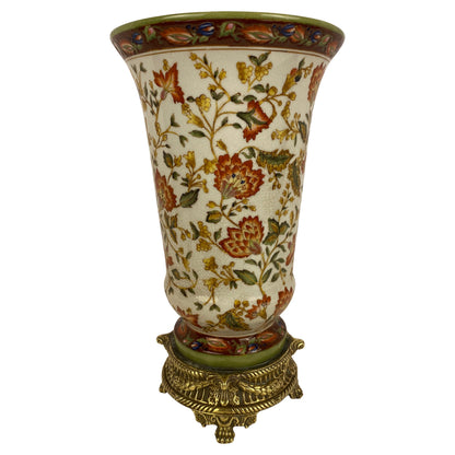 19th Century Crackled Porcelain Vase Mounted on Bronze, dated 1896