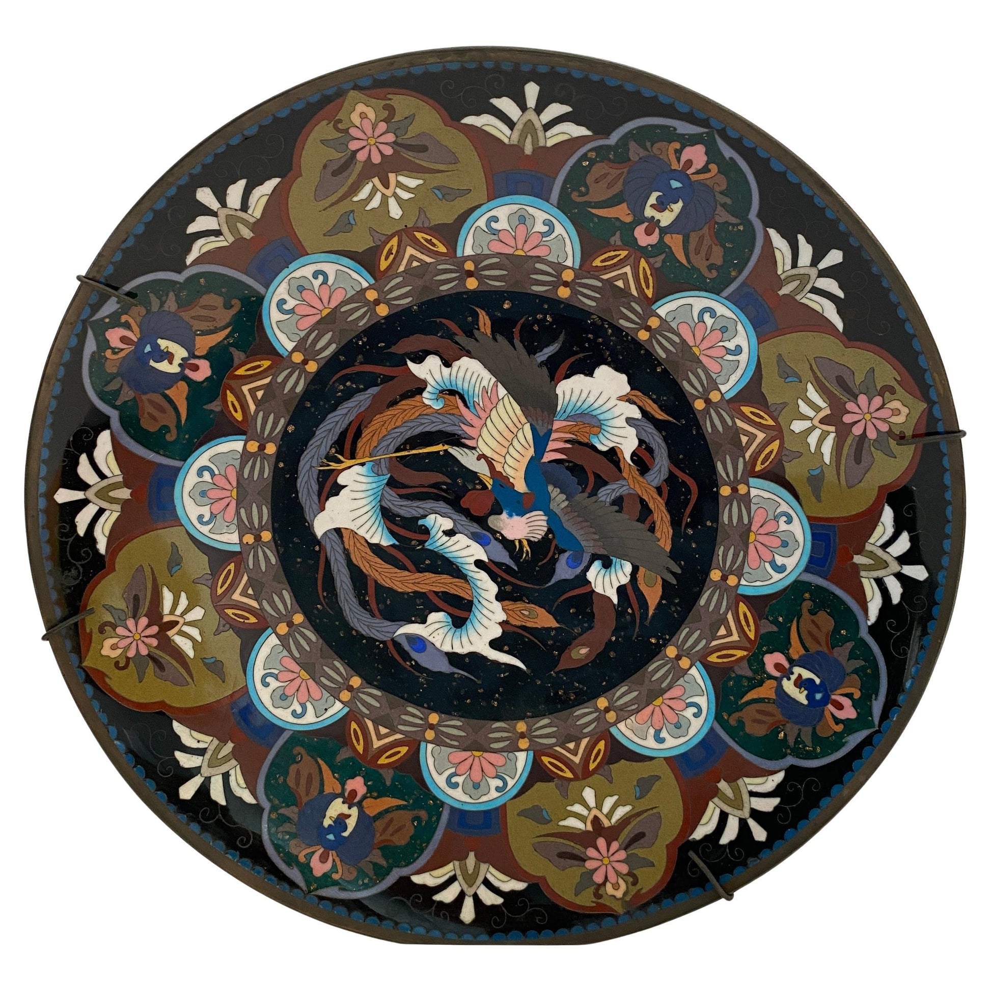 Antique Japanese Meiji Period Cloissoné Charger, Bowl or Platter