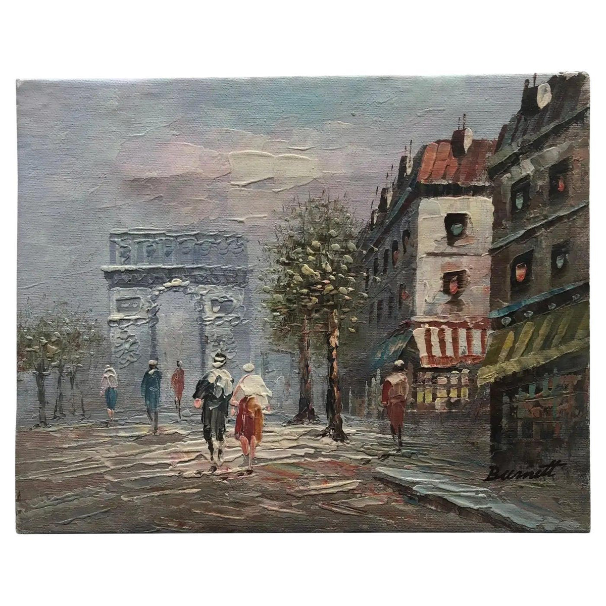 Oil Painting Paris France Cityscape attrib. to Caroline Burnett, Signed