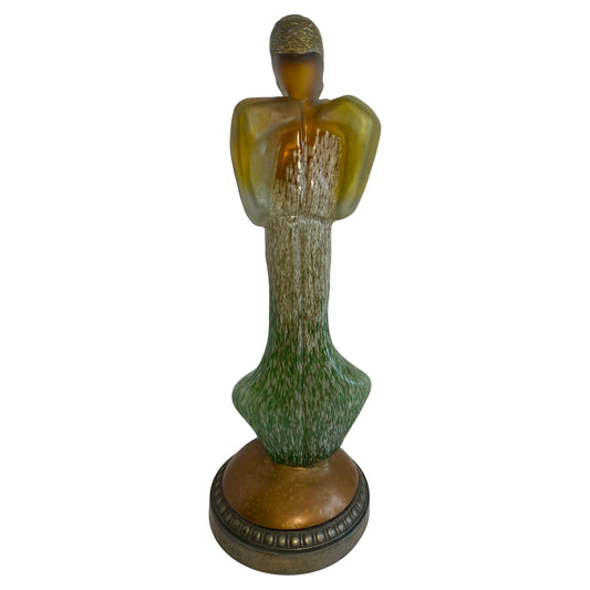 Modern Art Glass Sculpture of a Woman, Art Deco Style Glass Figurative Statue