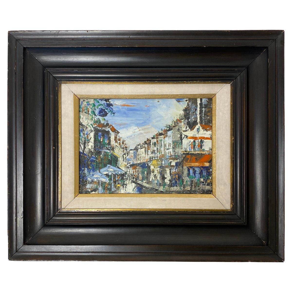 Small French Cityscape Oil Painting, Paris France Street Scene Painting