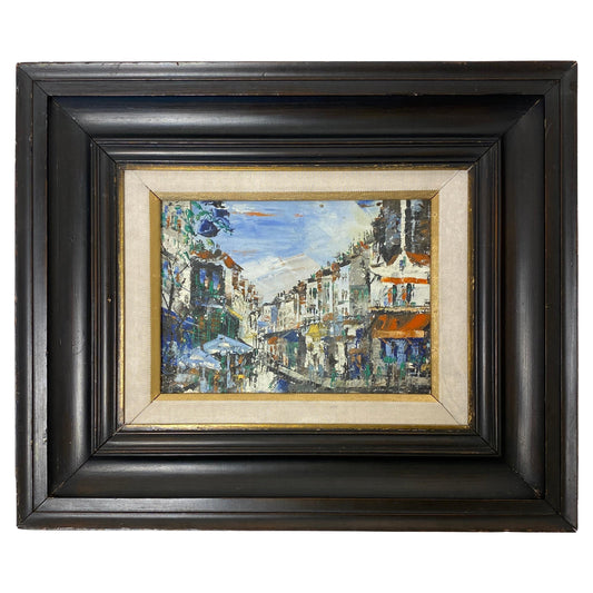 Small French Cityscape Oil Painting, Paris France Street Scene Painting