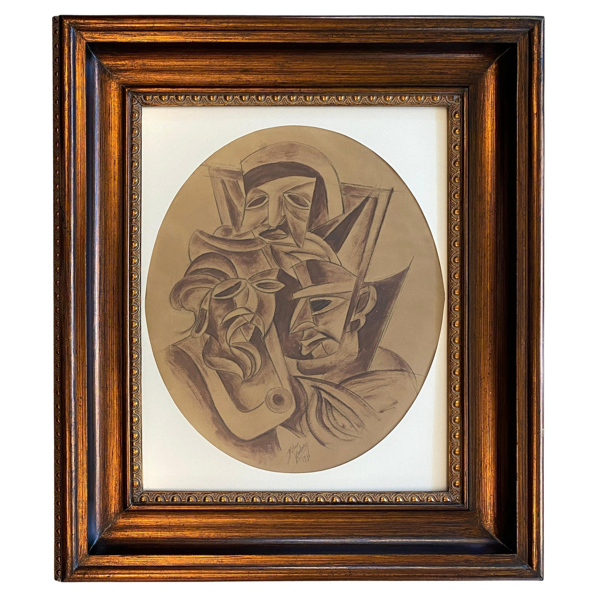 Art Deco "Cubist Figures" Painting by Béla Kádár dated 1936 - Parisian Estate