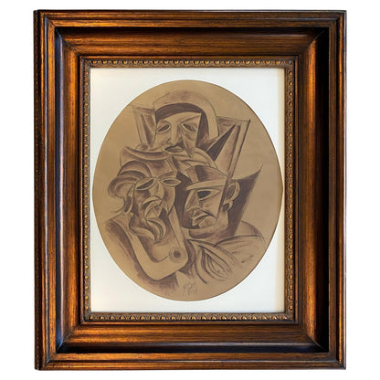 Art Deco "Cubist Figures" Painting by Béla Kádár dated 1936 - Parisian Estate