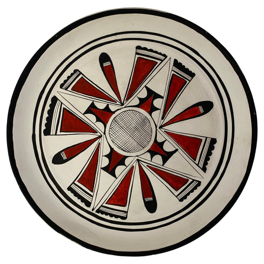 Vintage Hanging Ceramic Art Pottery Plate, Hopi Style Decorative Wall Dish