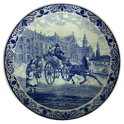 Large Delft Porcelain Landscape Wall Plaque, Delft Blue & White Wall Plate
