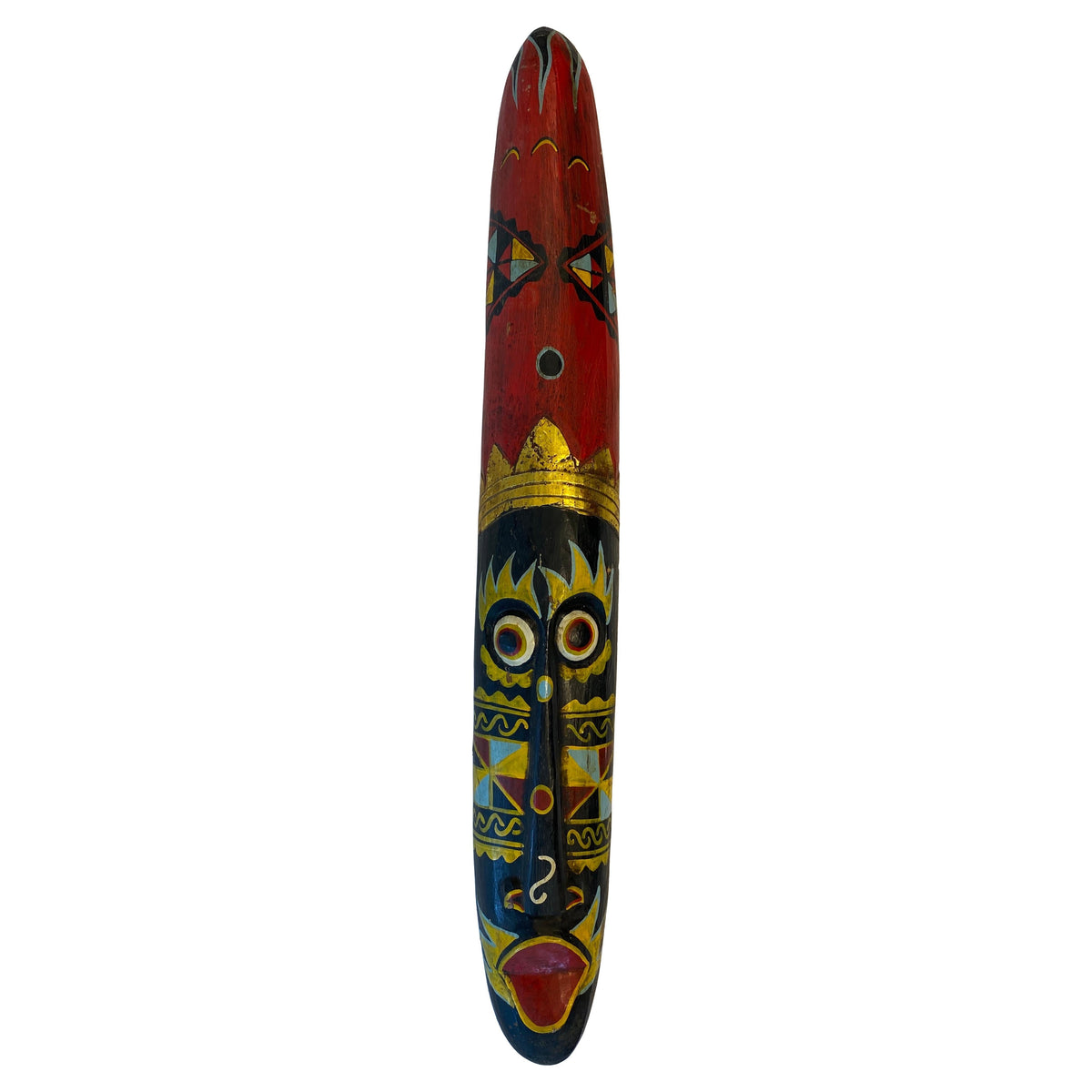 Hand-Carved Painted Wooden Tribal Mask, Folk Art, 20th Century, USA