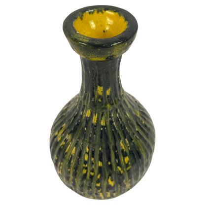 Murano Style Mid-20th Century Green & Yellow Glass Vase — detail 2