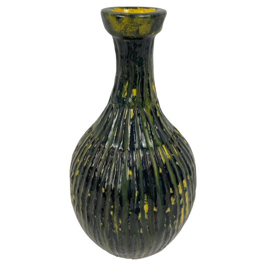 Murano Style Mid-20th Century Green & Yellow Glass Vase