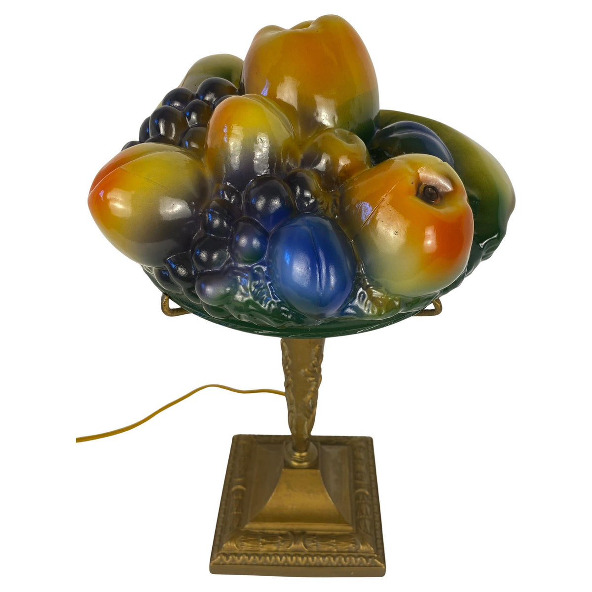 Pairpoint Style Table Lamp, Czech Art Deco Fruit Basket Lamp