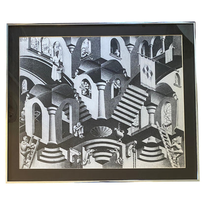 M.C. Escher "Relativity" Print, Optical Illusion Staircase — detail 2