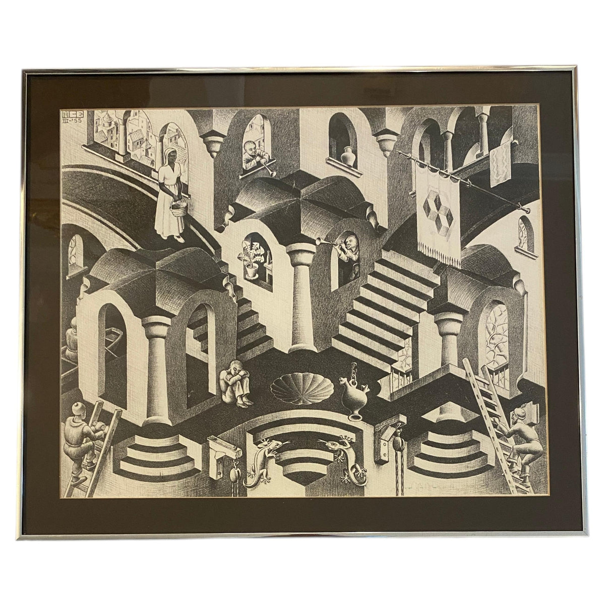 M.C. Escher "Relativity" Print, Optical Illusion Staircase