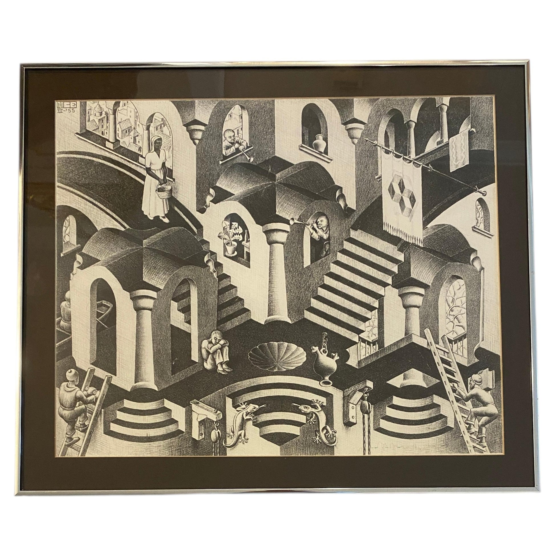 M.C. Escher "Relativity" Print, Optical Illusion Staircase