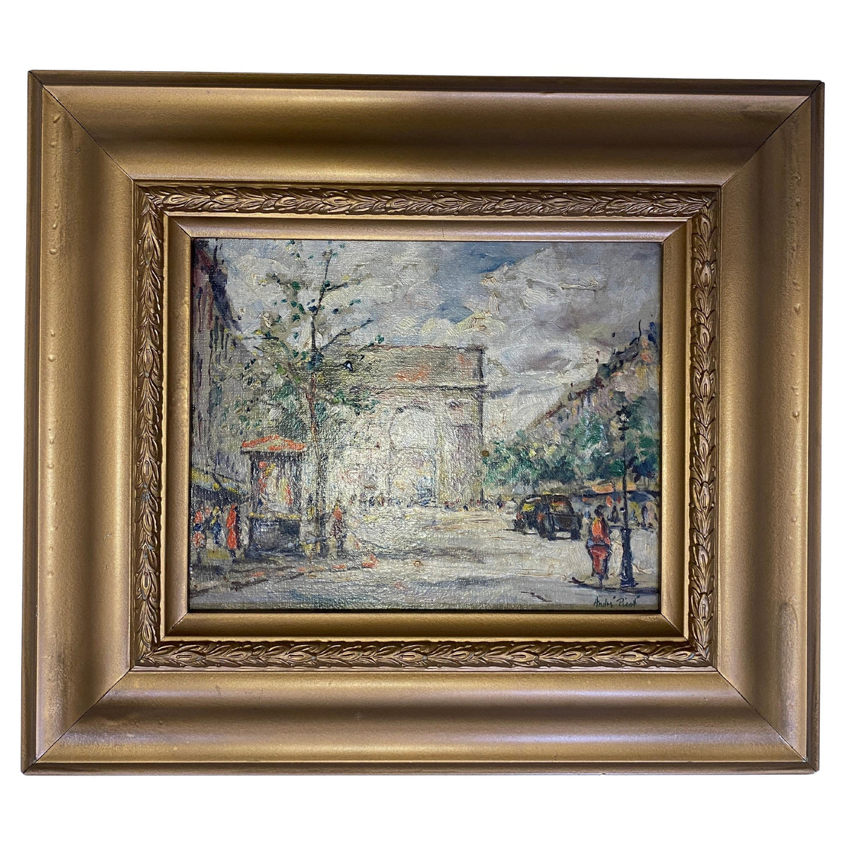 French Impressionist Oil Painting of the Arc de Triomphe, Paris, Signed André Picot