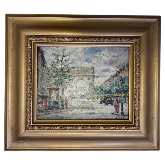 French Impressionist Oil Painting of the Arc de Triomphe, Paris, Signed André Picot