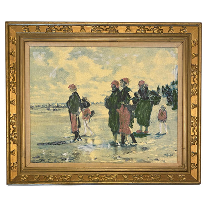 Impressionist Revival Beach Scene Painting, Mid-Century, in the Manner of Pierre-Auguste Renoir