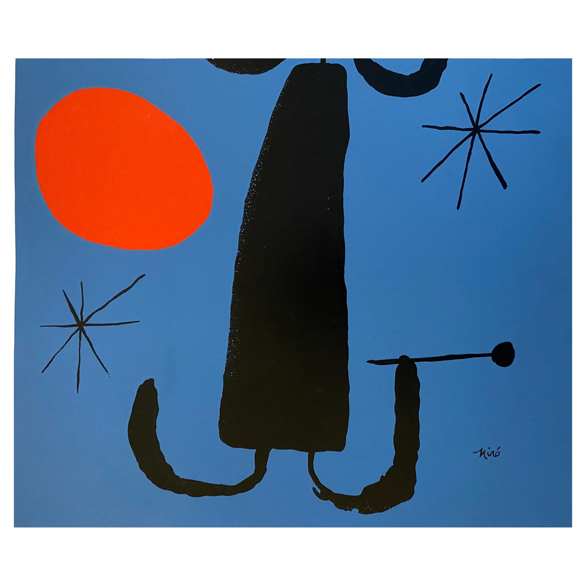 Antique Silk Screen Print of Miro's Personage, Vintage, Signed, Joan Miró (After) — detail 2