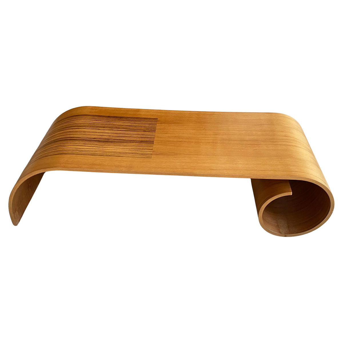 Kino Guerin Sculpted Bent Wood Ribbon Coffee Table in Laminated Walnut, Signed and Numbered — detail 4