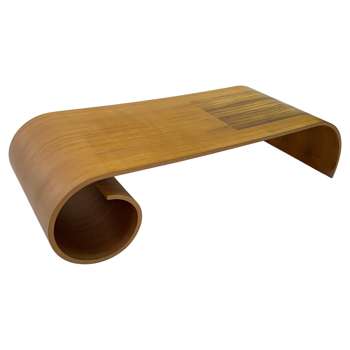 Kino Guerin Sculpted Bent Wood Ribbon Coffee Table in Laminated Walnut, Signed and Numbered