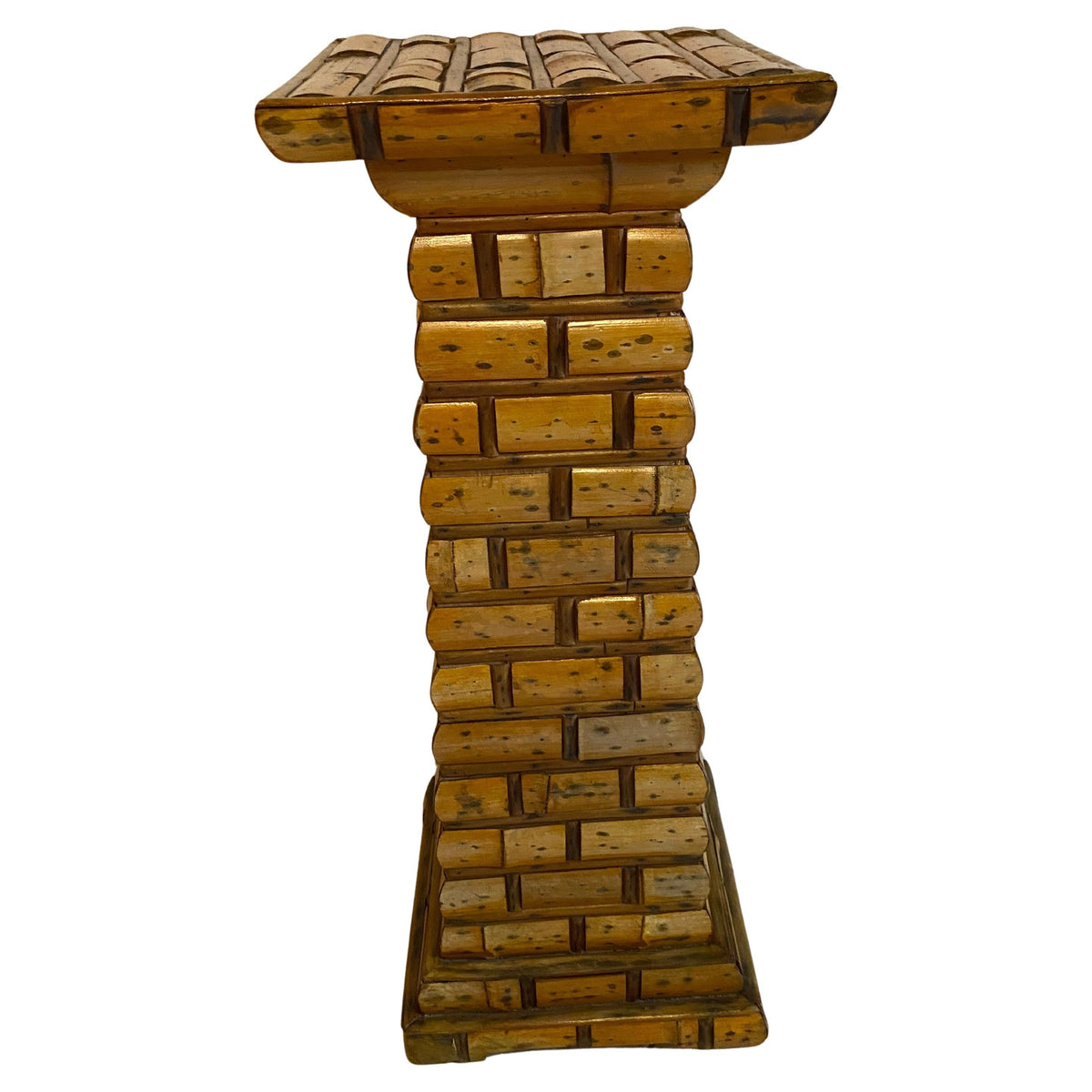 Vintage Sculptural Bamboo Pedestal Side Table, Organic Modern Coastal Style — detail 2