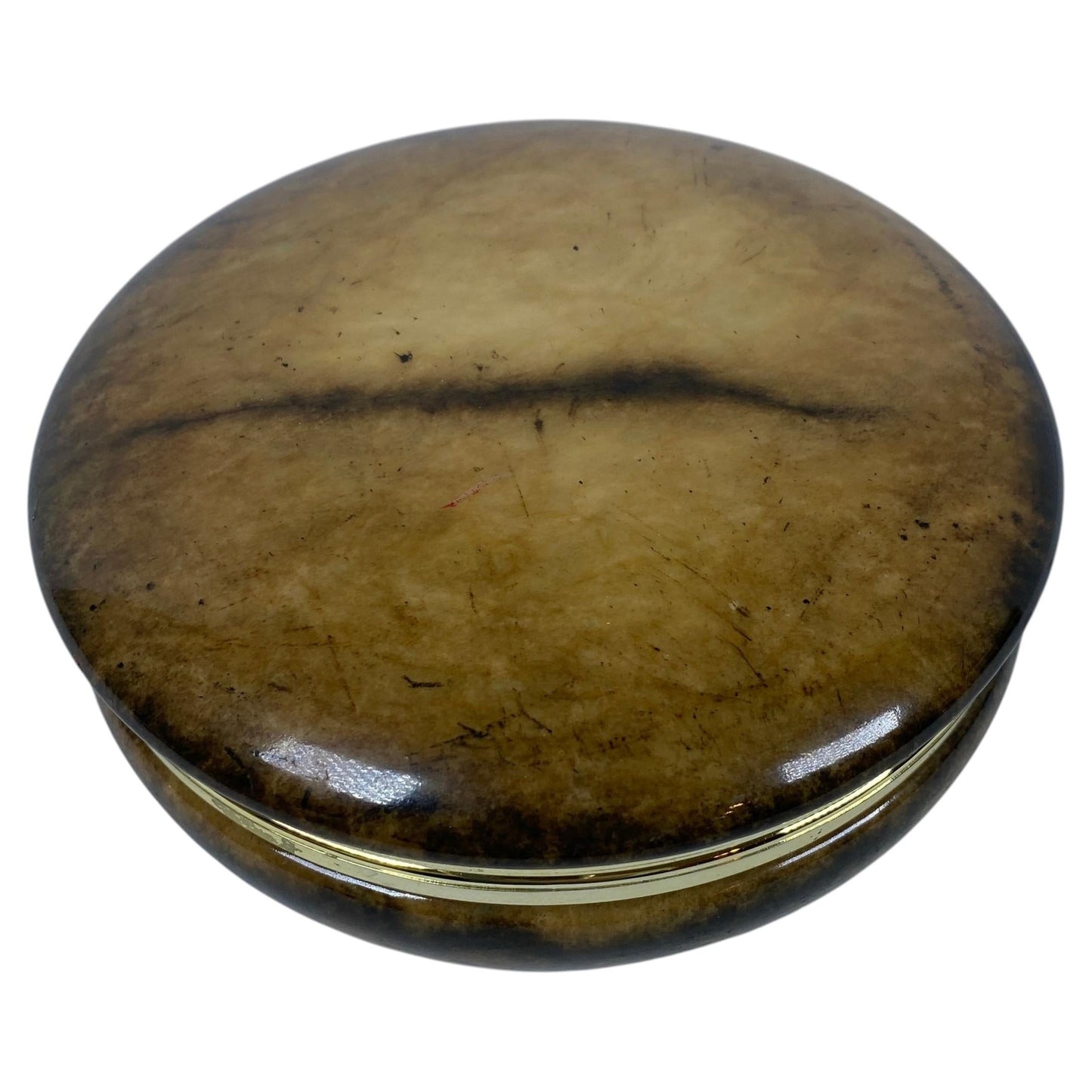 Italian Hand-Carved Alabaster Jewelry Box with Brass Mounts, Green Veined Stone