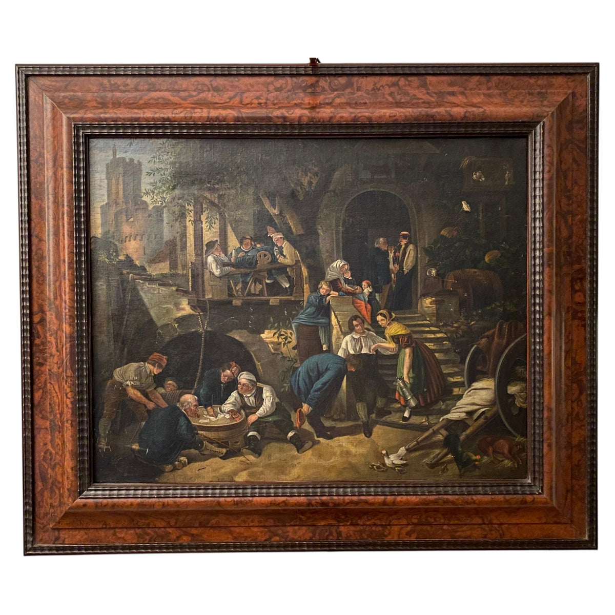 19th Century German Genre Painting Attrib. to Johann Sperl Village Scene