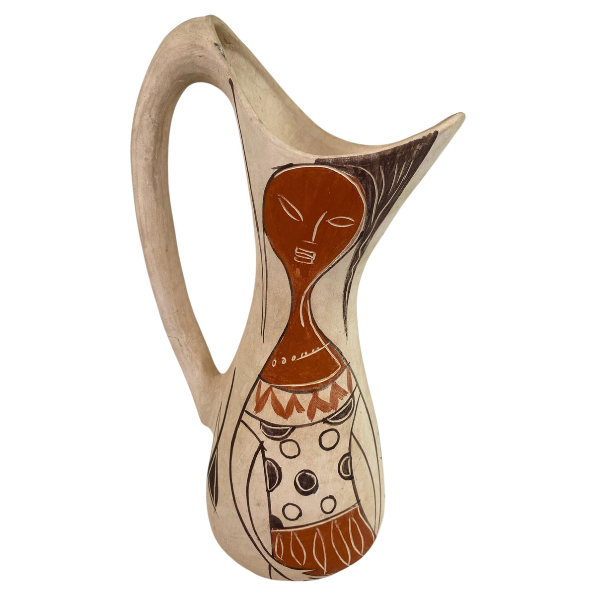 Julio Fajardo Colombian Modernist Ceramic Pitcher Vase, Figural Studio Pottery