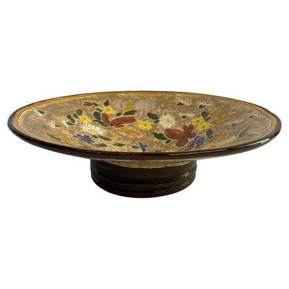 Jerome Massier French Art Pottery Floral Ceramic Pedestal Centerpiece Bowl