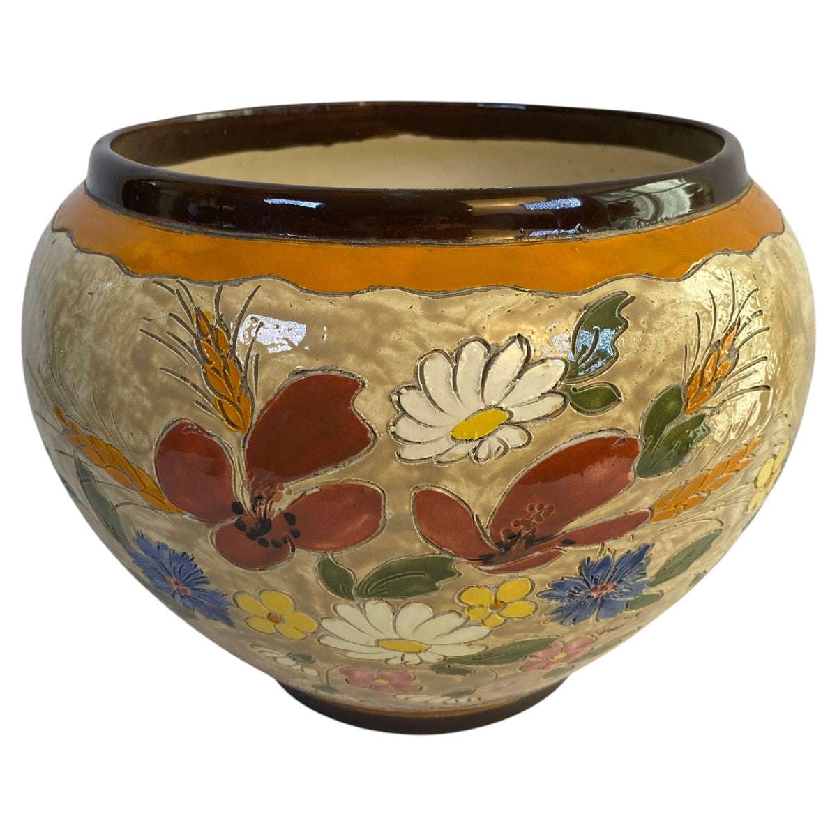Antique Jerome Massier Planter Bowl, 11 Inch Diameter