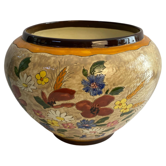 Large Signed Jérôme Massier Hand-Painted French Art Pottery Ceramic Bowl