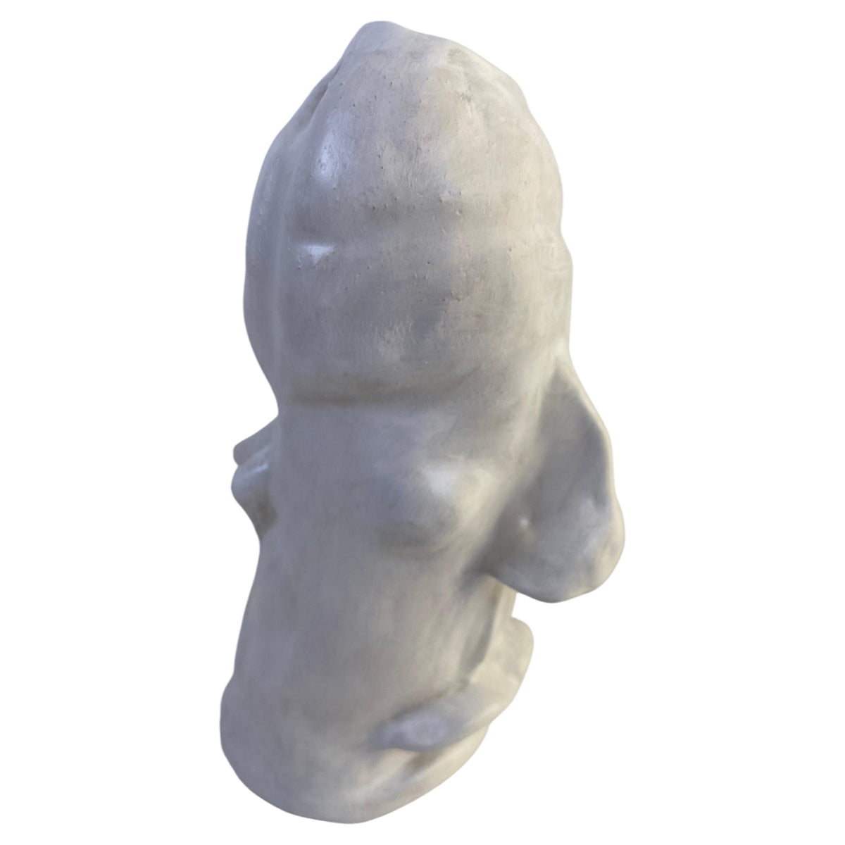 Modernist White Ceramic Abstract Figurative Sculpture, Organic Studio Art Bust — detail 4