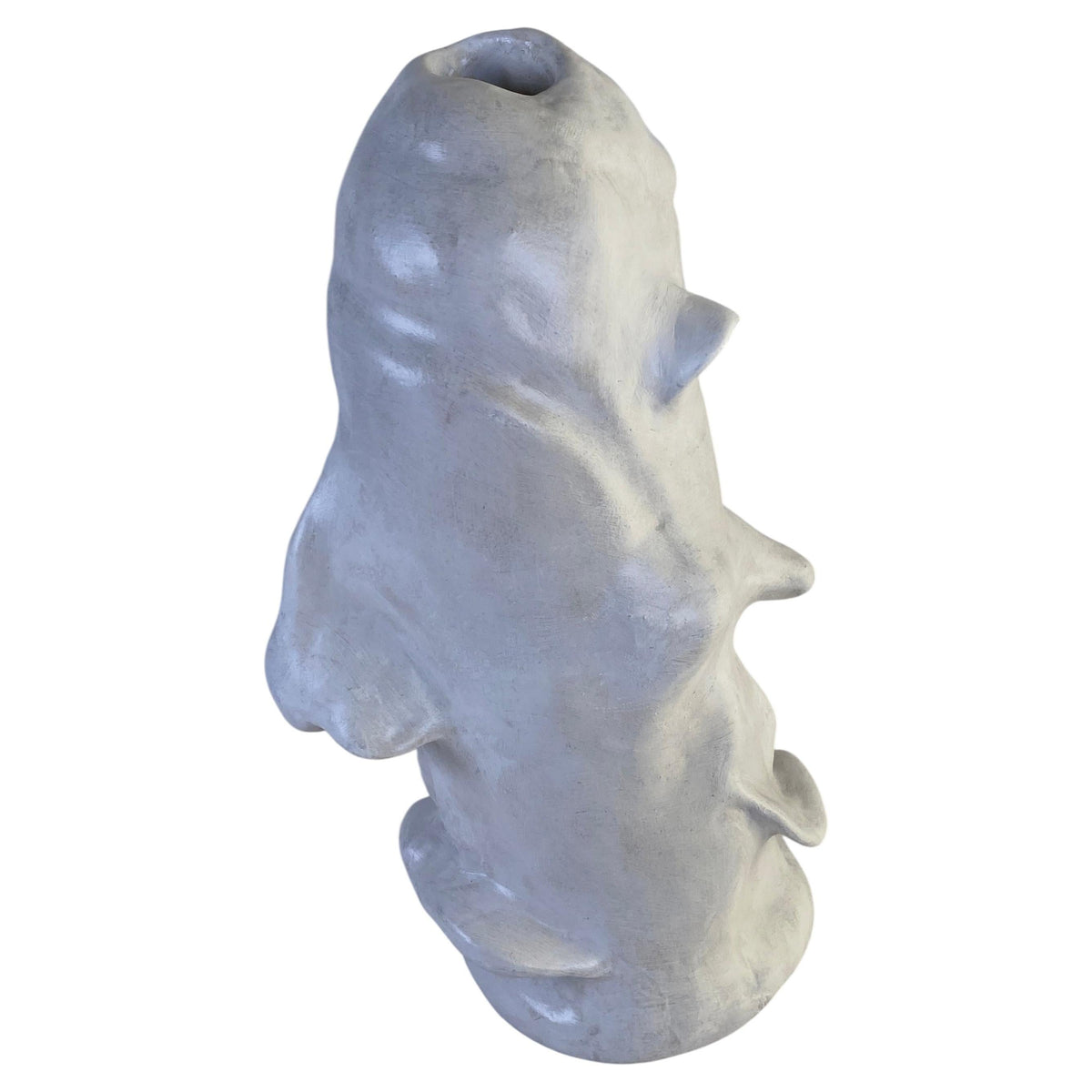 Modernist White Ceramic Abstract Figurative Sculpture, Organic Studio Art Bust