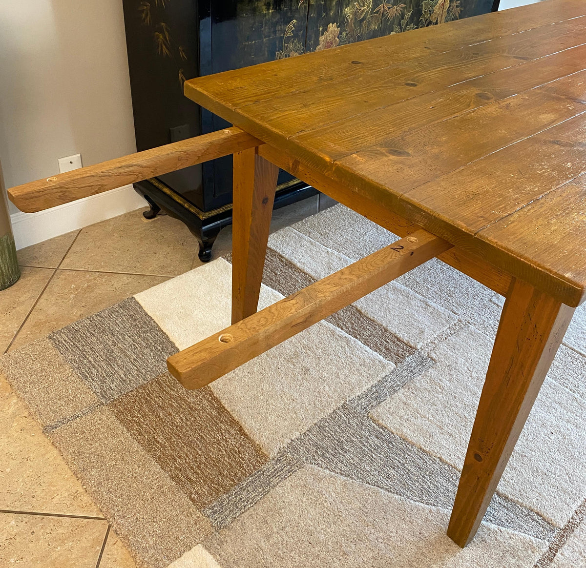 Extendable French Provincial Style Dining Table with Center Drawer — detail 4