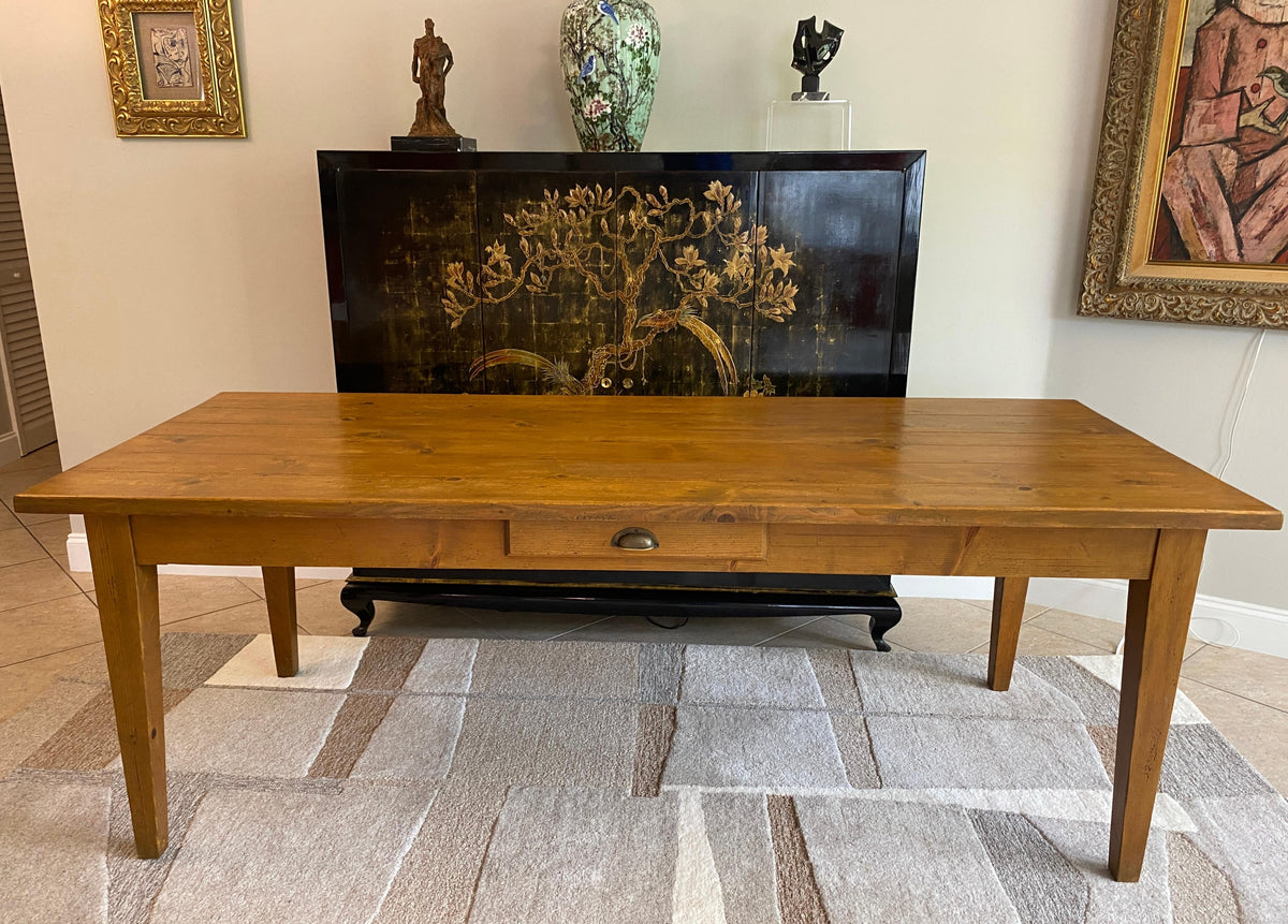 Extendable French Provincial Style Dining Table with Center Drawer — detail 2