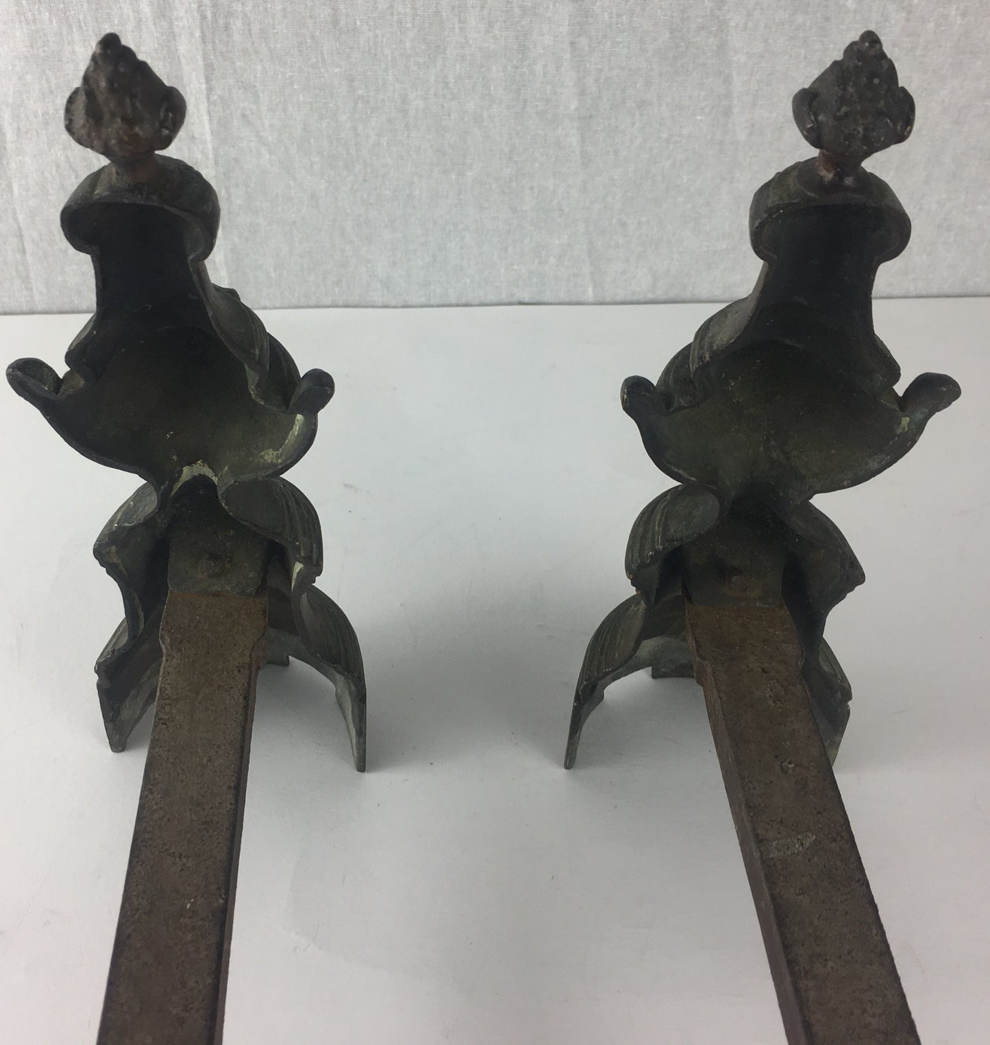 Pair of 19th Century French Louis XVI Style Chenets or Andirons — detail 2