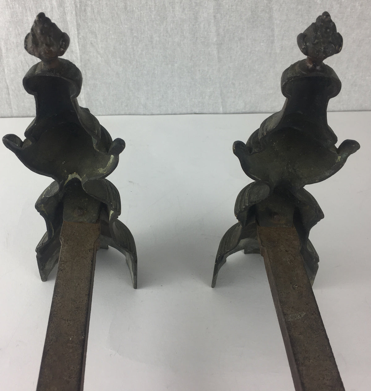 Pair of 19th Century French Louis XVI Style Chenets or Andirons — detail 2