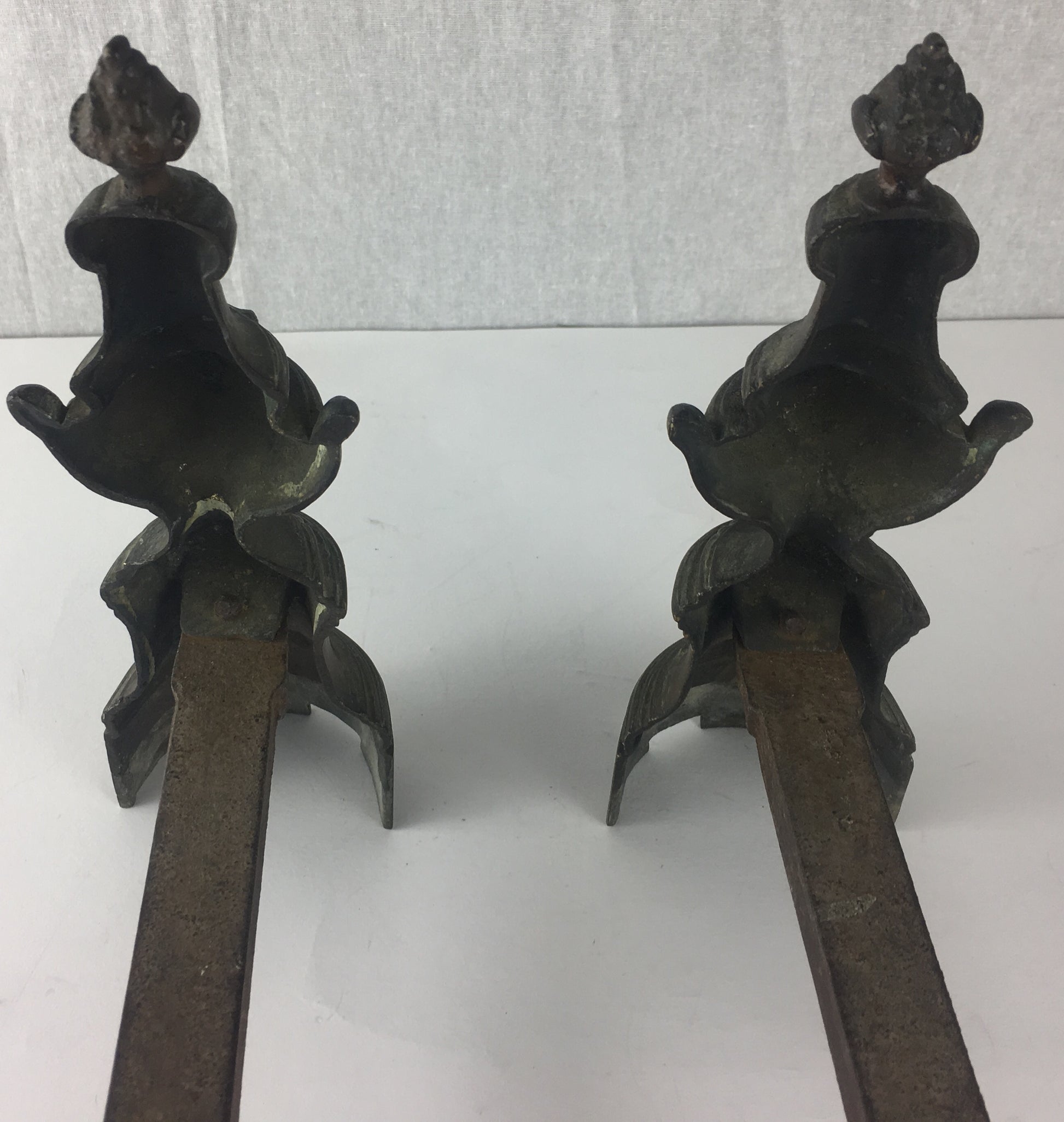 Pair of 19th Century French Louis XVI Style Chenets or Andirons — detail 2