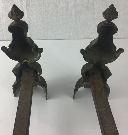Pair of 19th Century French Louis XVI Style Chenets or Andirons — detail 2