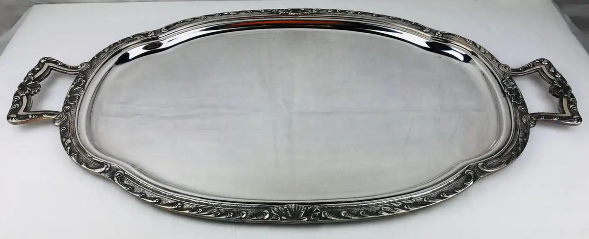 French Rococo Revival Silver Plate 5-Piece Tea & Coffee Service on Tray, Early 20th Century — detail 2