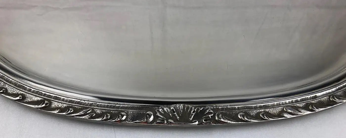 French Rococo Revival Silver Plate 5-Piece Tea & Coffee Service on Tray, Early 20th Century — detail 6