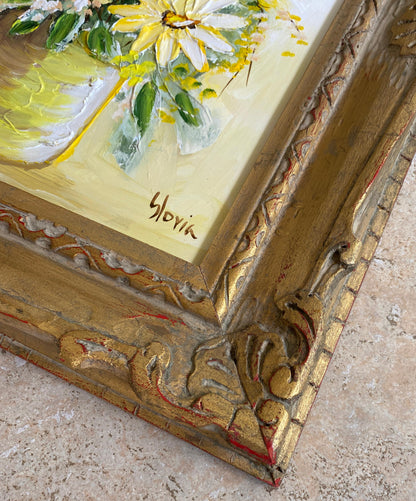 Bouquet of Flowers Painting, Signed — detail 2