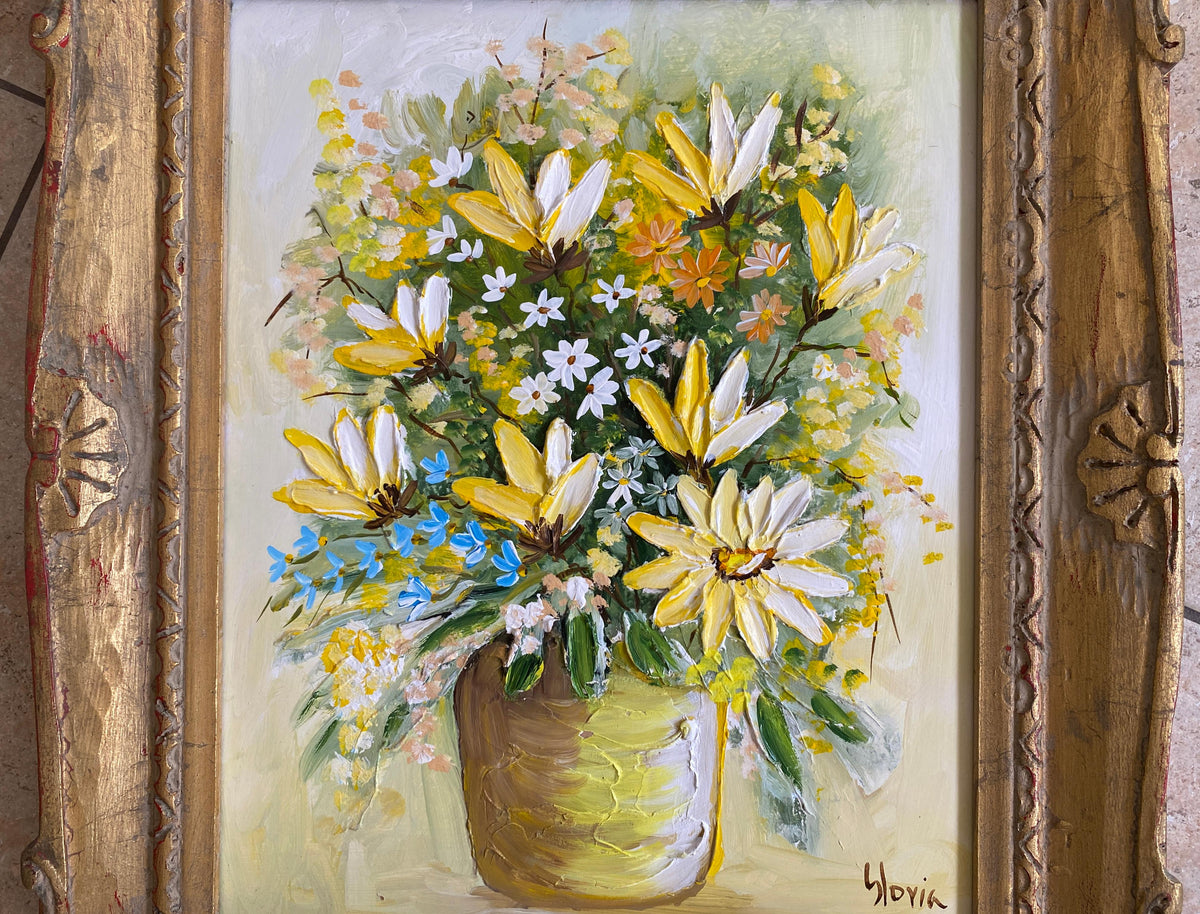 Bouquet of Flowers Painting, Signed — detail 4