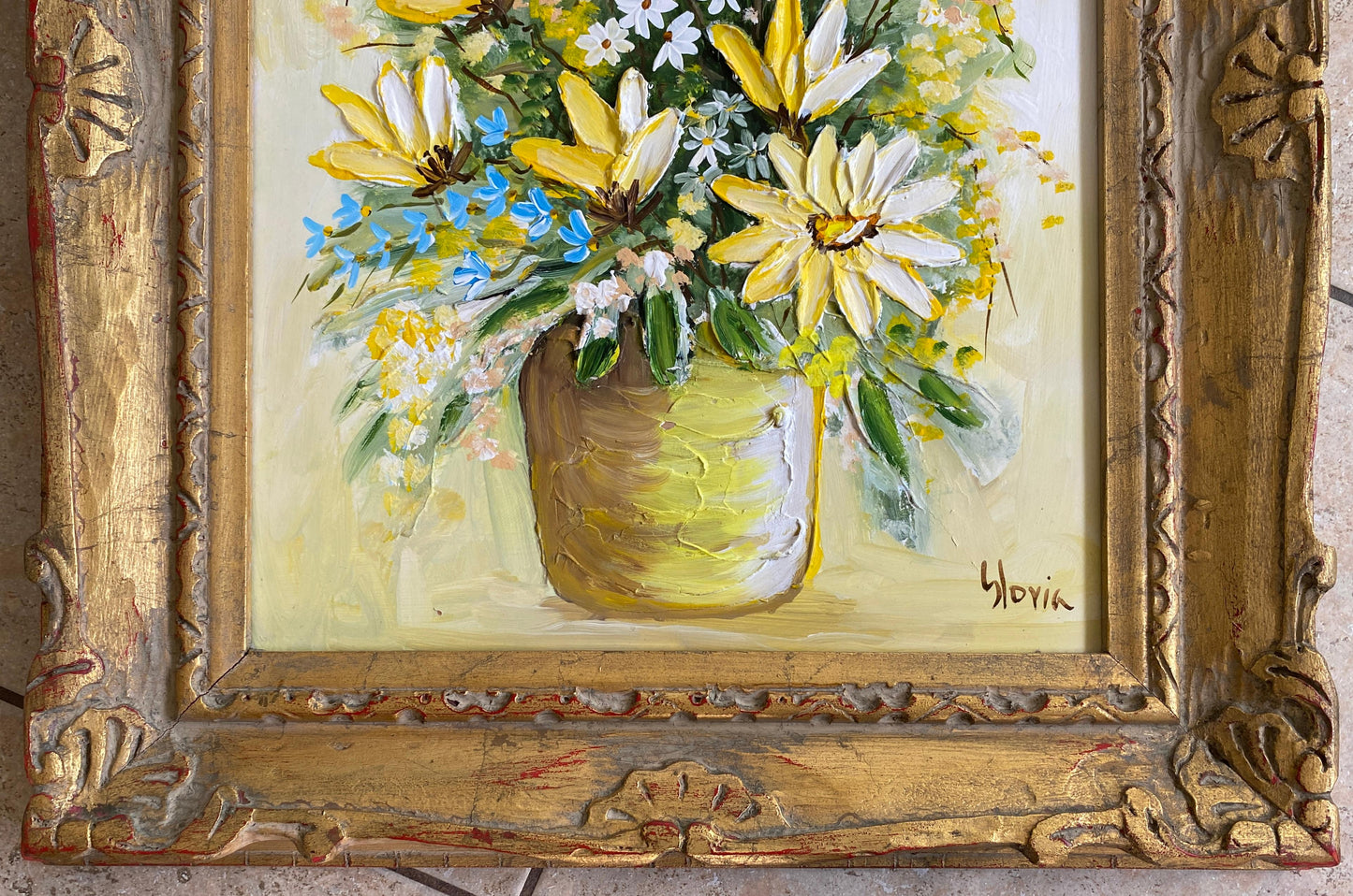 Bouquet of Flowers Painting, Signed — detail 6