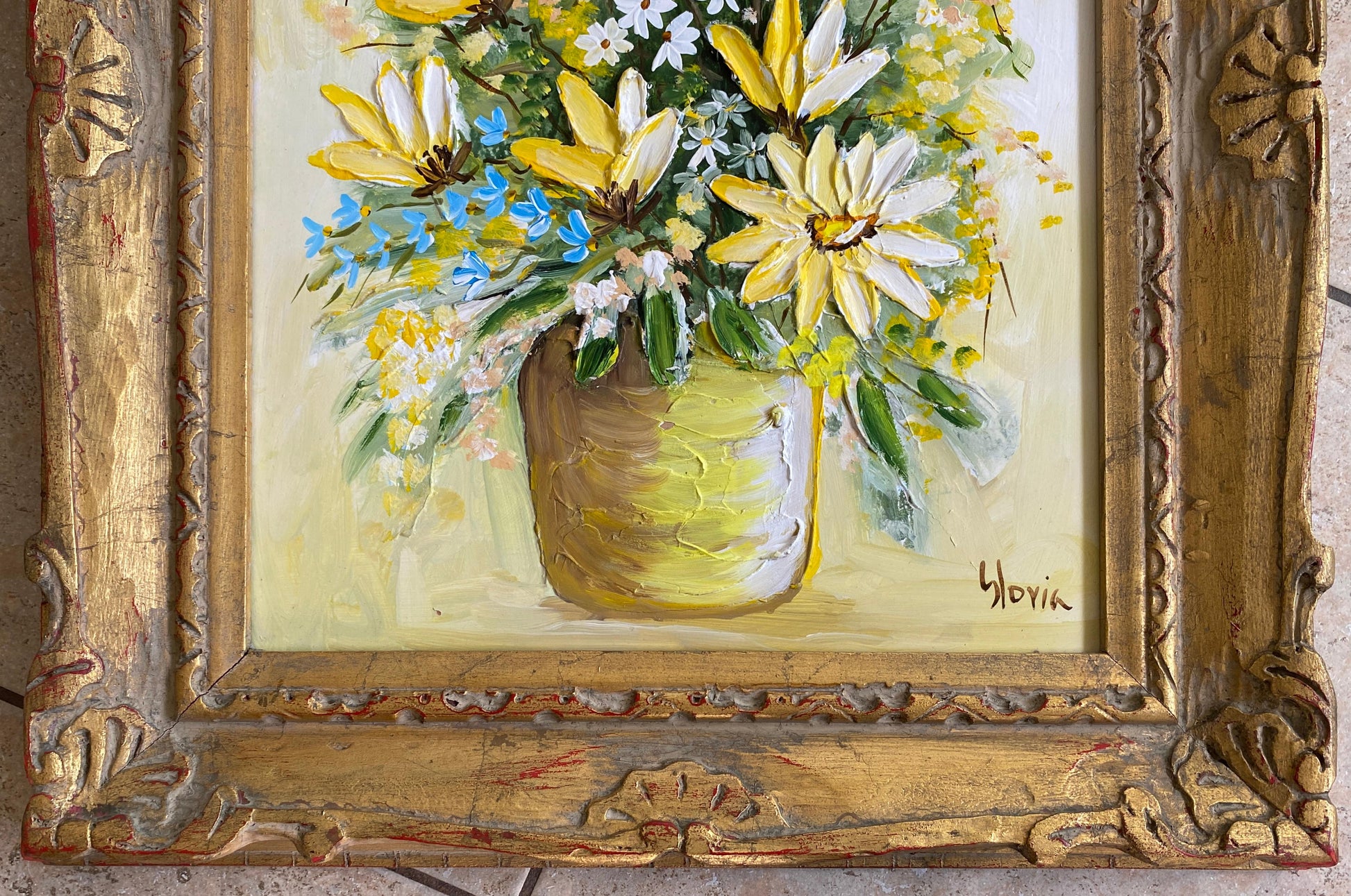 Bouquet of Flowers Painting, Signed — detail 6