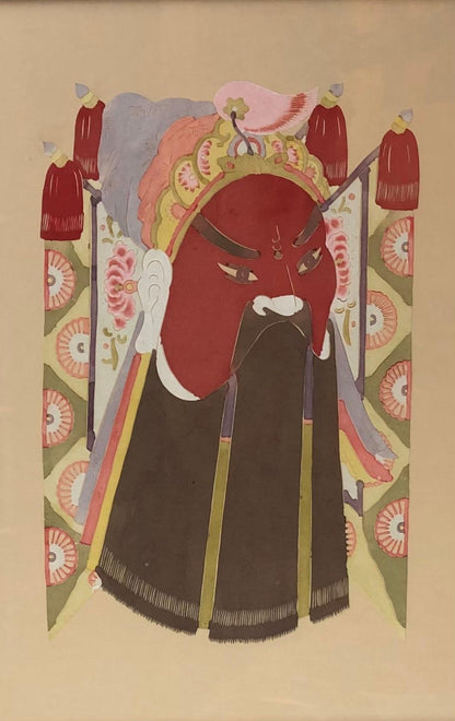 Large Mixed Media of 5 Ceremonial Deity Masks Wall Hanging — detail 5
