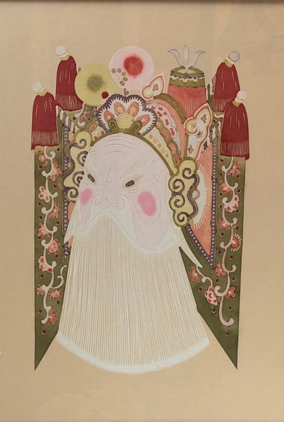 Large Mixed Media of 5 Ceremonial Deity Masks Wall Hanging — detail 4